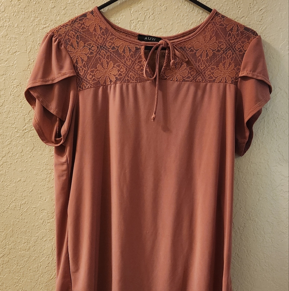 Women's Lace Detail Top - Rust